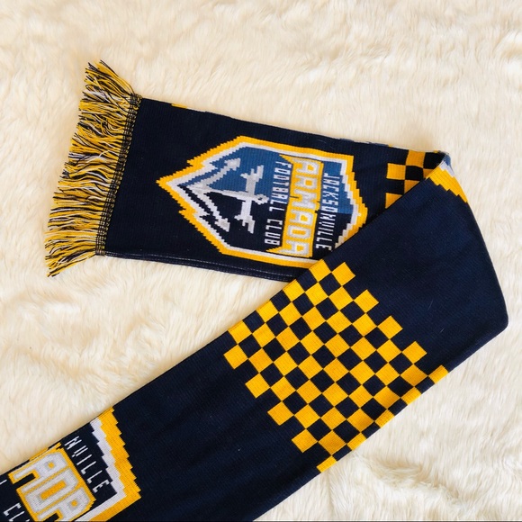 Jacksonville Armada Football Club Soccer Crest Blue and Gold Scarf - Picture 4 of 6